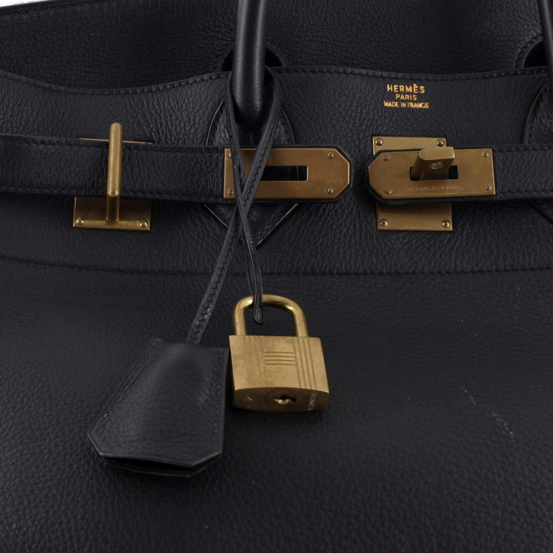 Women's Hermes HAC Birkin Bag Noir Clemence with Gold Hardware 45