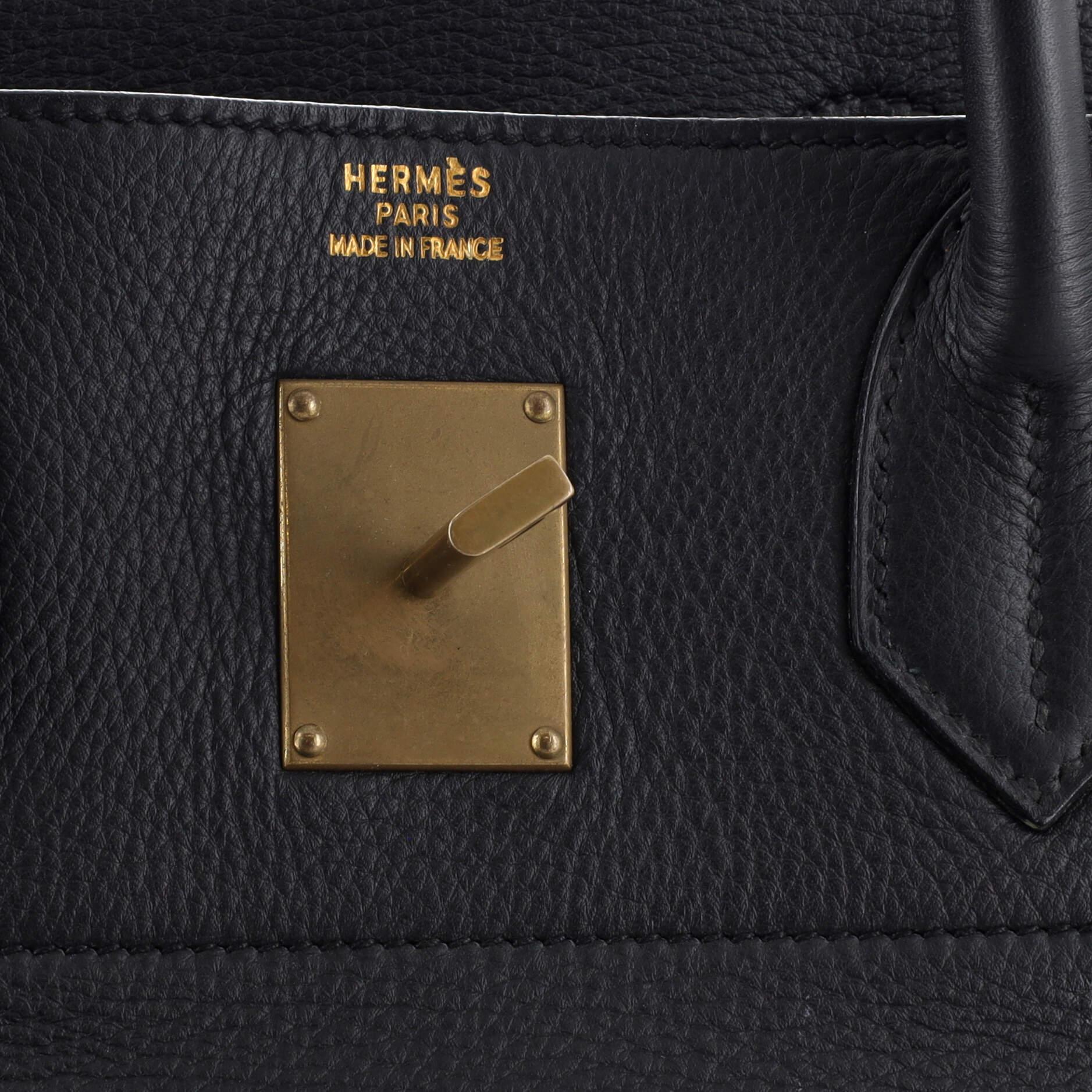 Hermes HAC Birkin Bag Noir Clemence with Gold Hardware 45 1