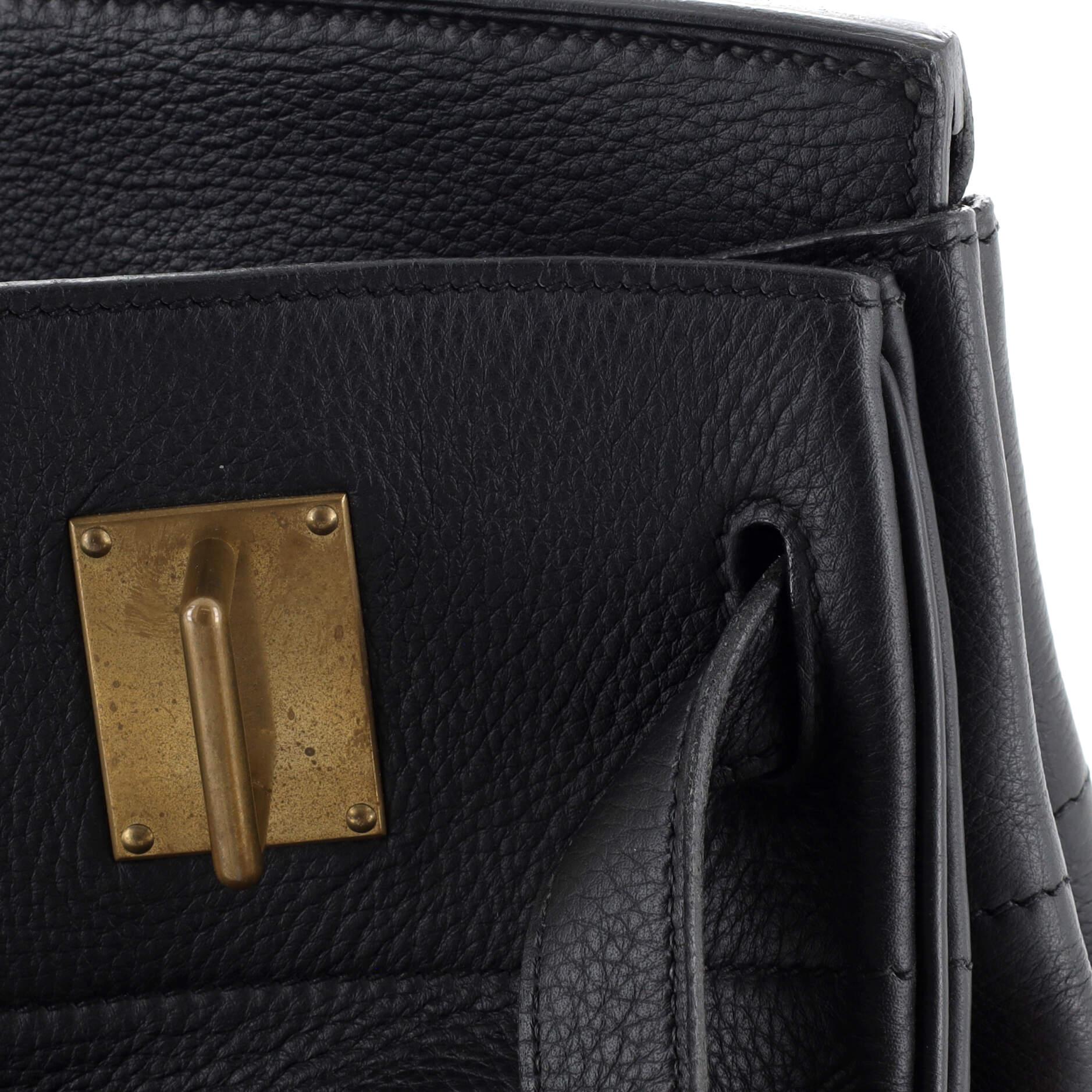 Hermes HAC Birkin Bag Noir Clemence with Gold Hardware 45 3