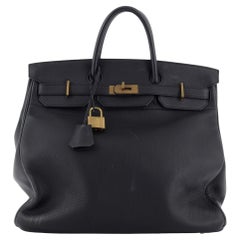 Hermes HAC Birkin Bag Noir Clemence with Gold Hardware 45