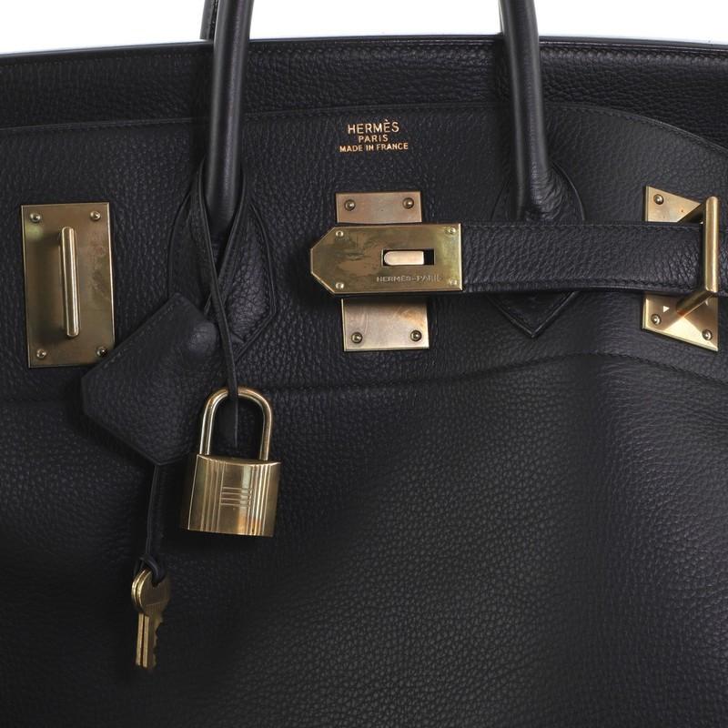 Women's or Men's Hermes HAC Birkin Bag Noir Clemence with Gold Hardware 50