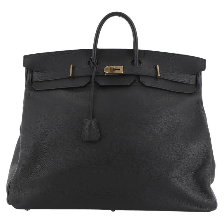 Hermes HAC Birkin Bag Noir Clemence with Gold Hardware 50