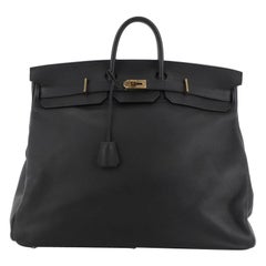 Hermes HAC Birkin Bag Noir Clemence with Gold Hardware 50