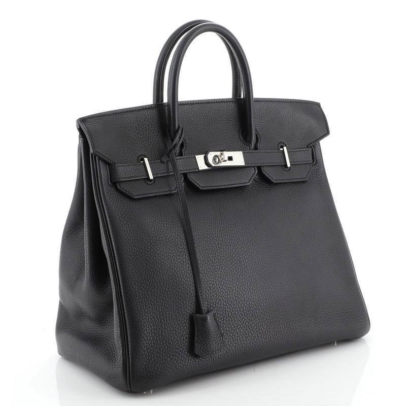 Black Hermes HAC Birkin Bag Noir Clemence With Palladium Hardware 32 