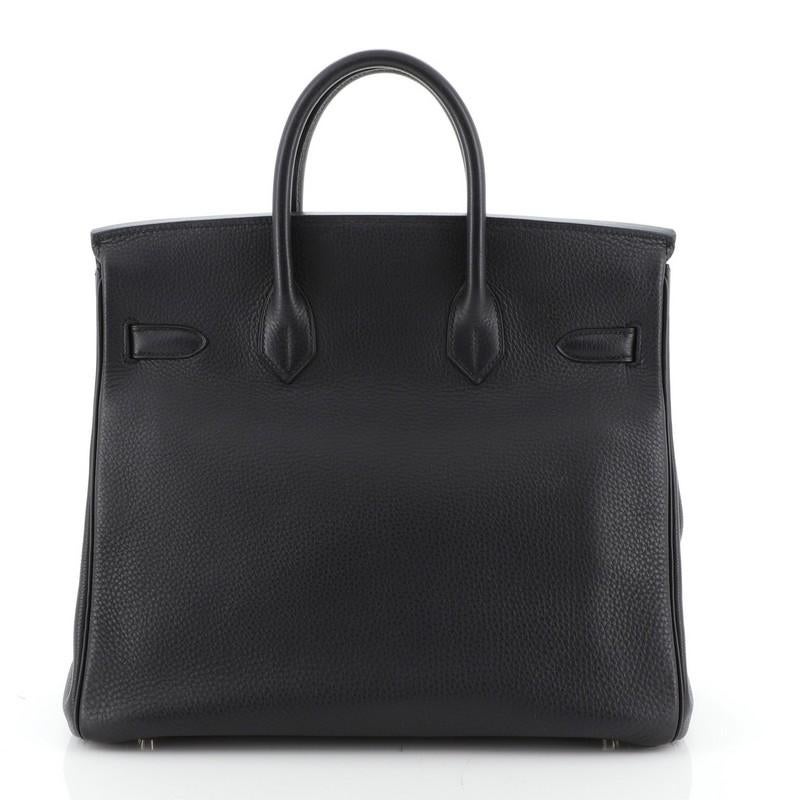 Hermes HAC Birkin Bag Noir Clemence With Palladium Hardware 32  In Good Condition In NY, NY