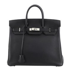 Hermes HAC Birkin Bag Noir Clemence With Palladium Hardware 32 