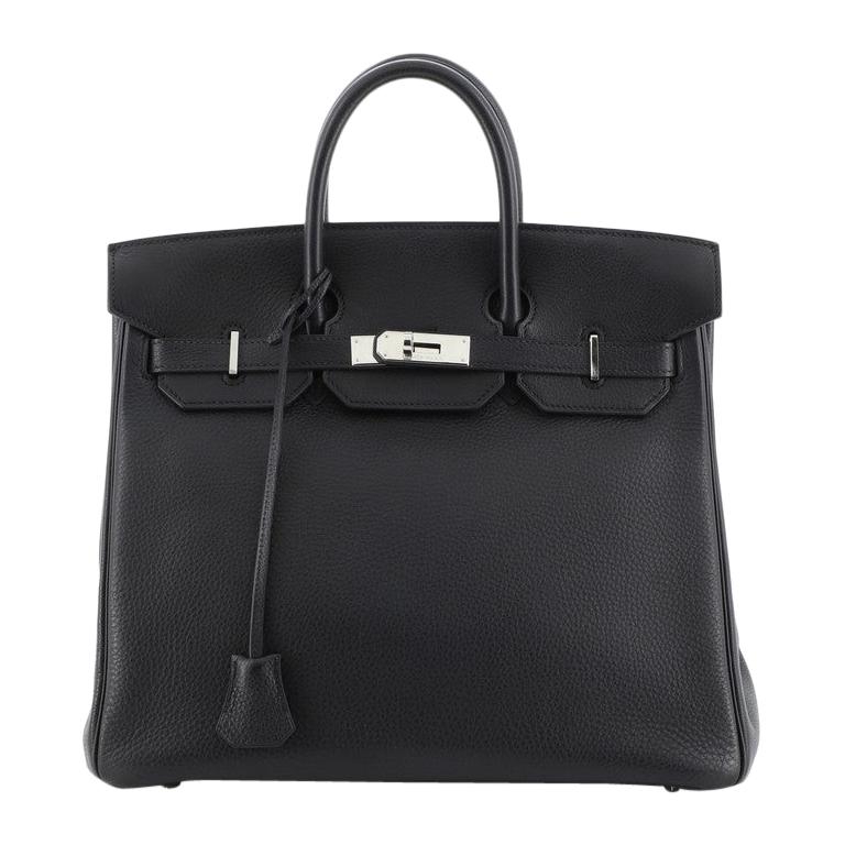 Hermes HAC Birkin Bag Noir Clemence With Palladium Hardware 32 For Sale ...