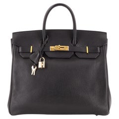 Hermes HAC Birkin Bag Noir Togo with Gold Hardware 32