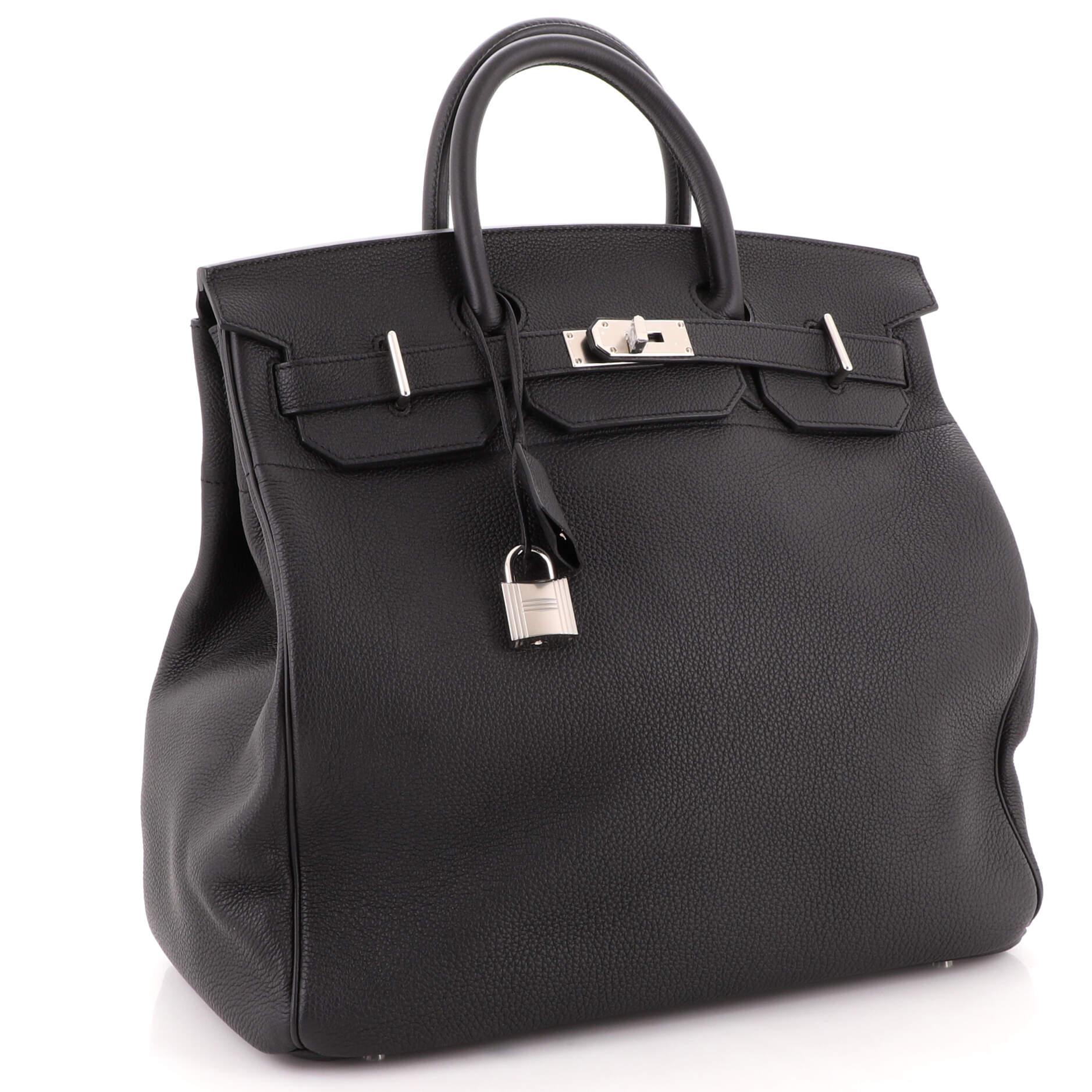 Hermes HAC Birkin Bag Noir Togo with Palladium Hardware 40 In Good Condition In NY, NY