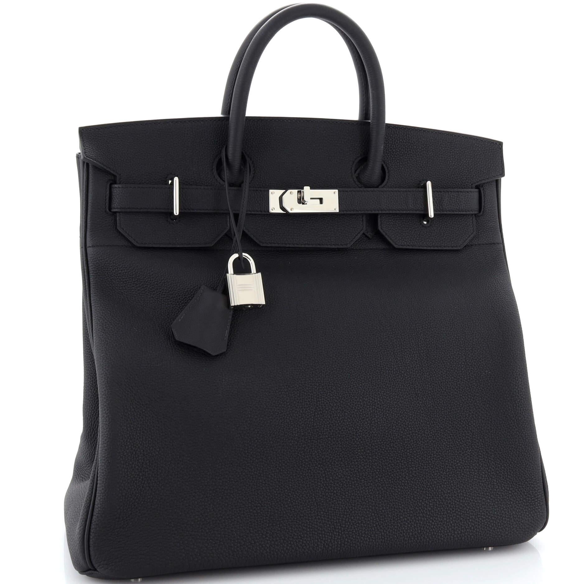 Hermes HAC Birkin Bag Noir Togo with Palladium Hardware 40 In Good Condition In NY, NY
