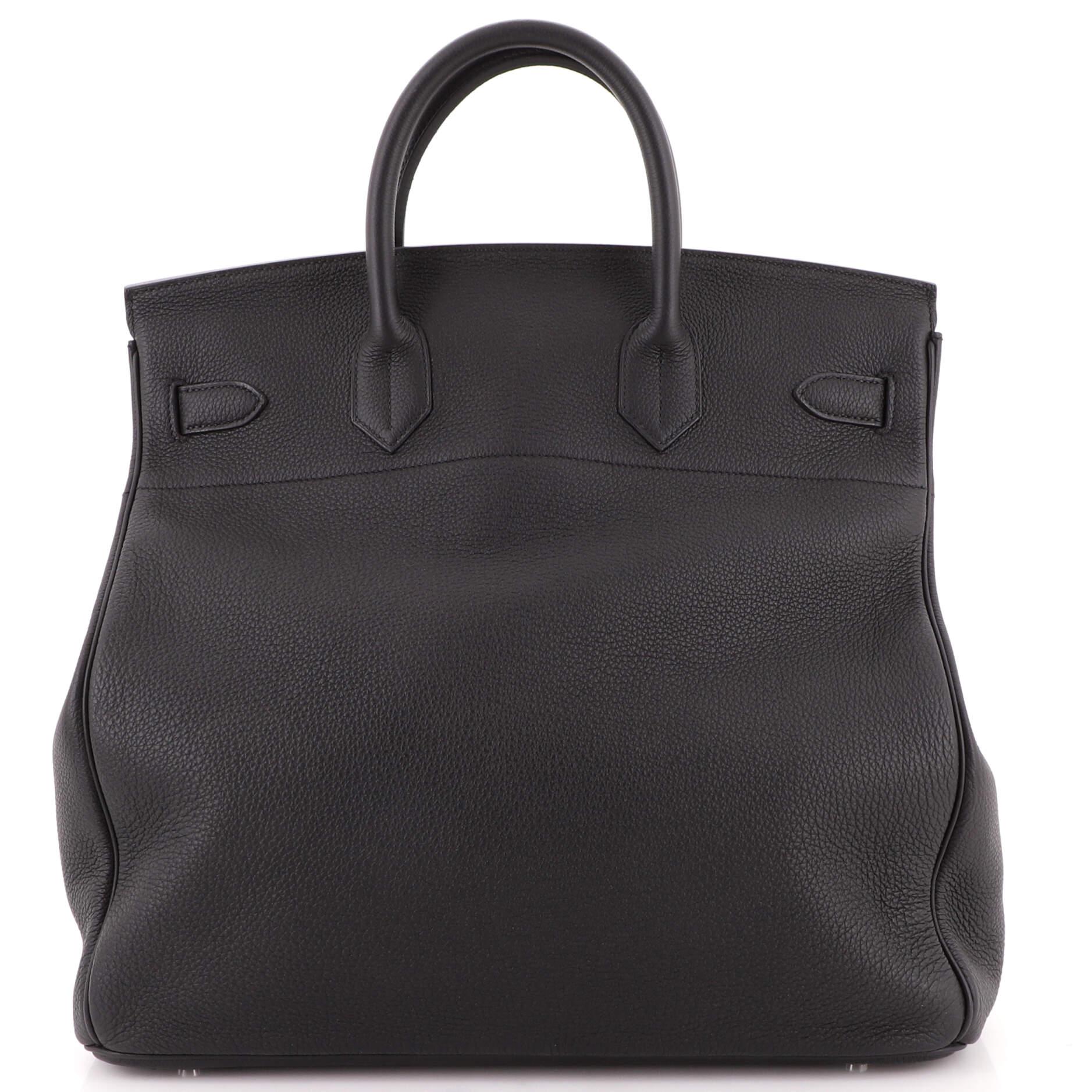 Women's Hermes HAC Birkin Bag Noir Togo with Palladium Hardware 40