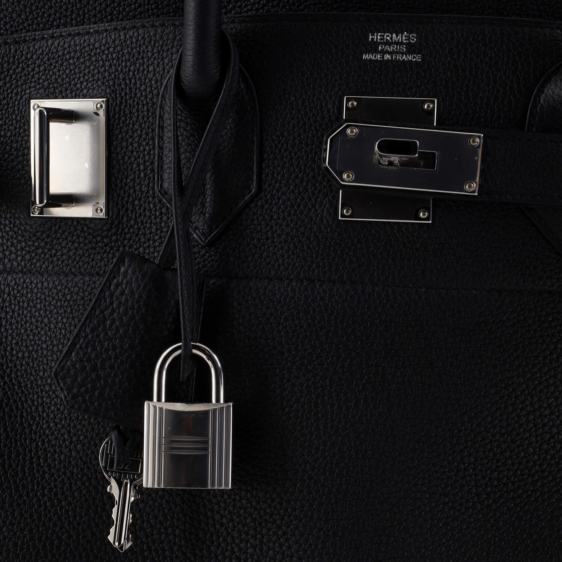 Hermes HAC Birkin Bag Noir Togo with Palladium Hardware 40 For Sale 2