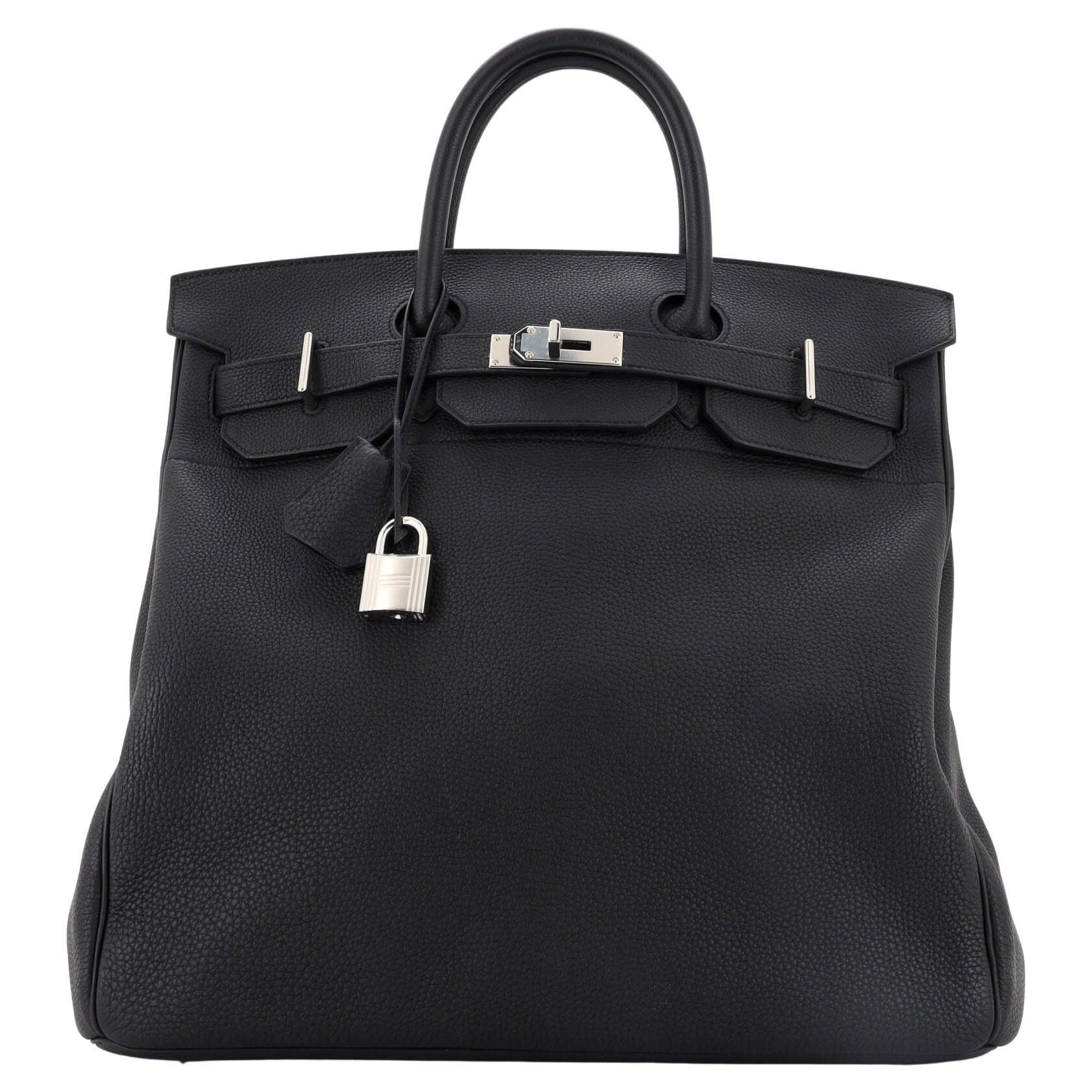 Hermes HAC Birkin Bag Noir Togo with Palladium Hardware 40 For Sale