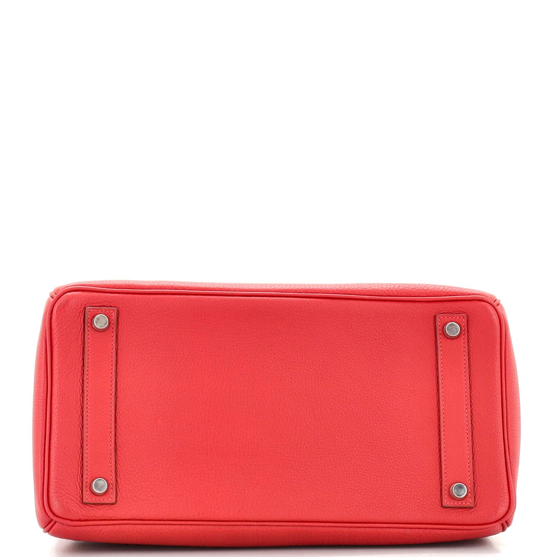 Red Hermes HAC Birkin Bag Rouge Garance Togo with Palladium Hardware 32