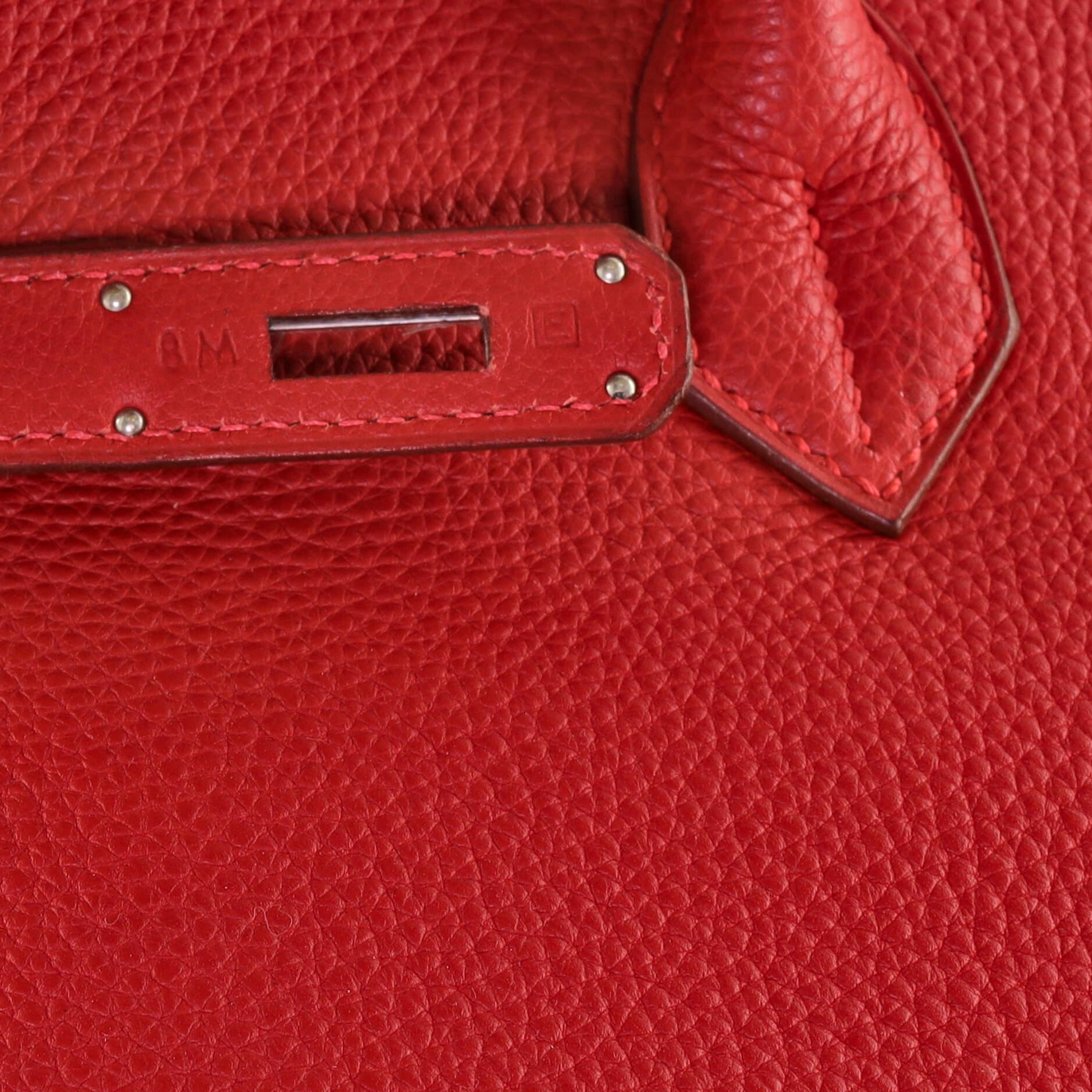 Hermes HAC Birkin Bag Rouge Garance Togo with Palladium Hardware 32 2