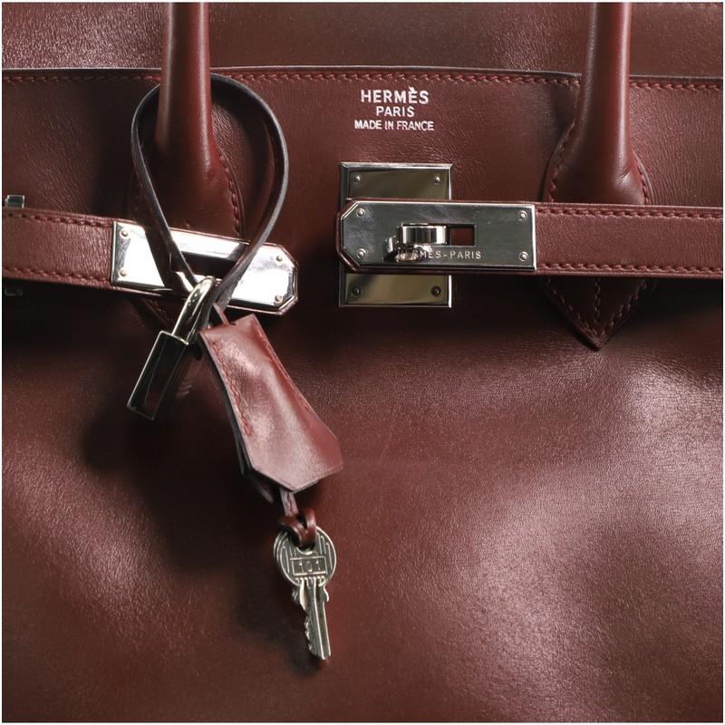 Hermes HAC Birkin Bag Rouge H Box Calf with Palladium Hardware 32 1