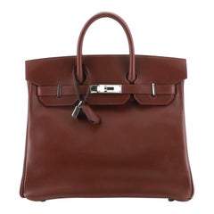 Hermes HAC Birkin Bag Rouge H Box Calf with Palladium Hardware 32