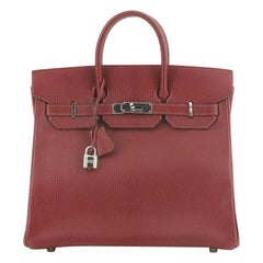 Hermes HAC Birkin Bag Rouge H Chevre de Coromandel with Palladium Hardware 32