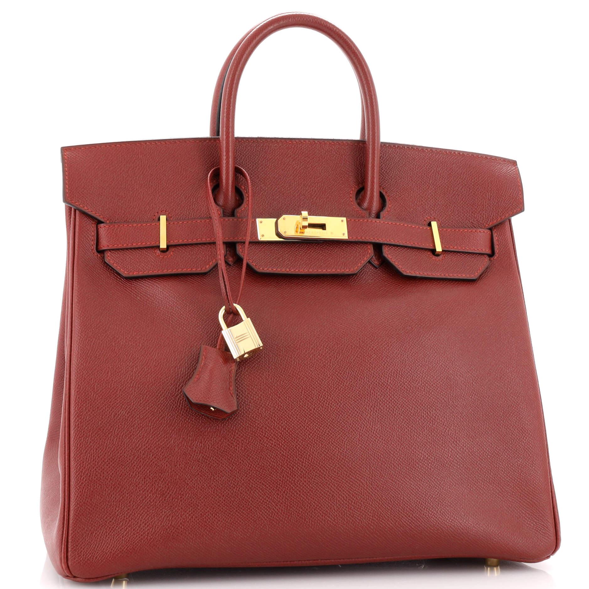 Hermes HAC Birkin Bag Rouge H Courchevel with Gold Hardware 32 at 1stDibs