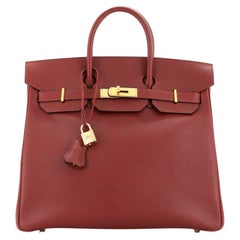 Sac Hermès HAC Birkin Rouge H Courchevel avec quincaillerie dorée 32