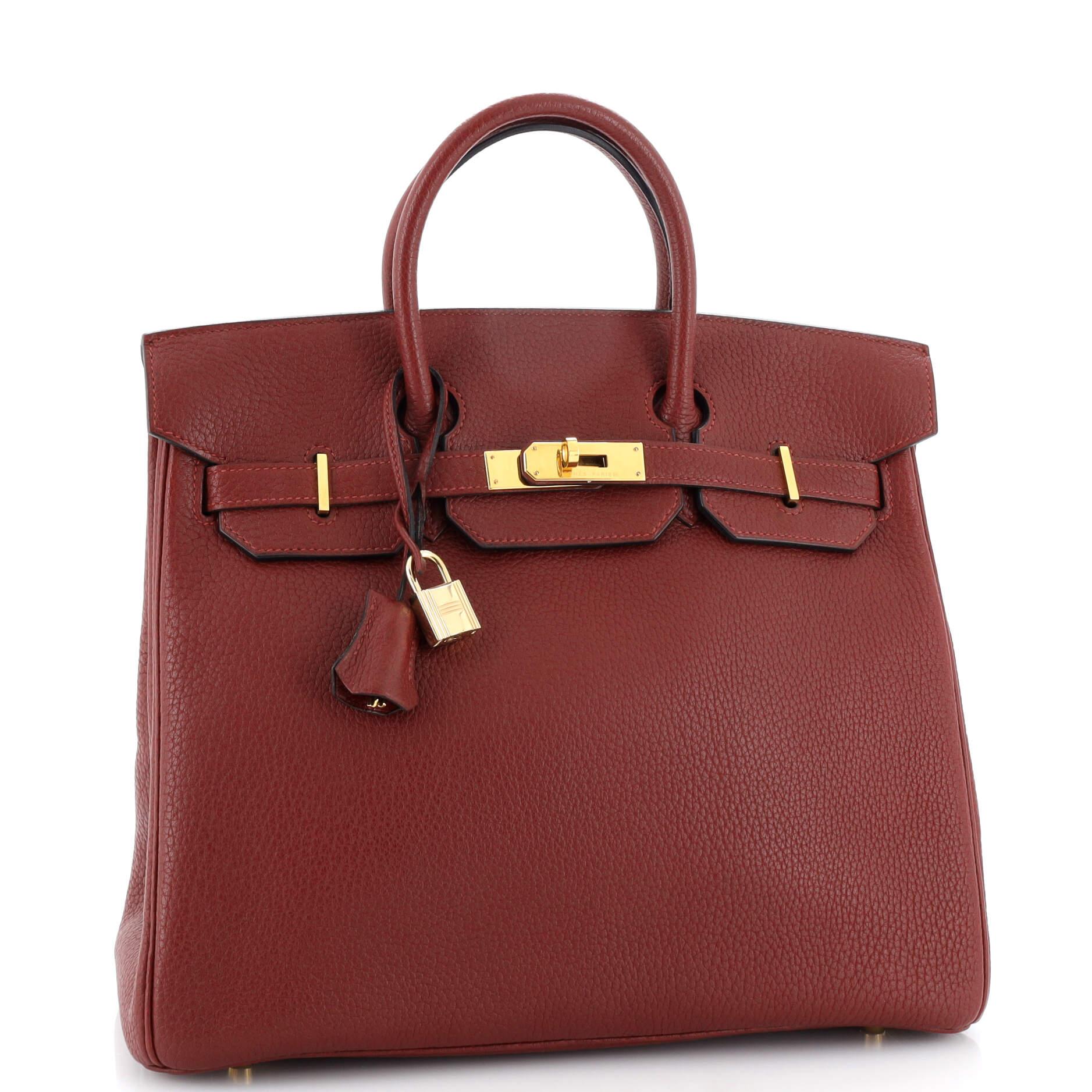 Hermes HAC Birkin Bag Rouge H Fjord with Gold Hardware 32 In Good Condition In NY, NY