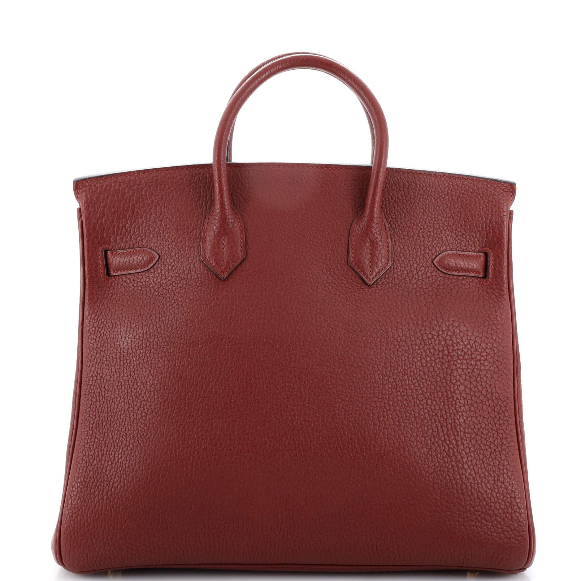 Women's Hermes HAC Birkin Bag Rouge H Fjord with Gold Hardware 32