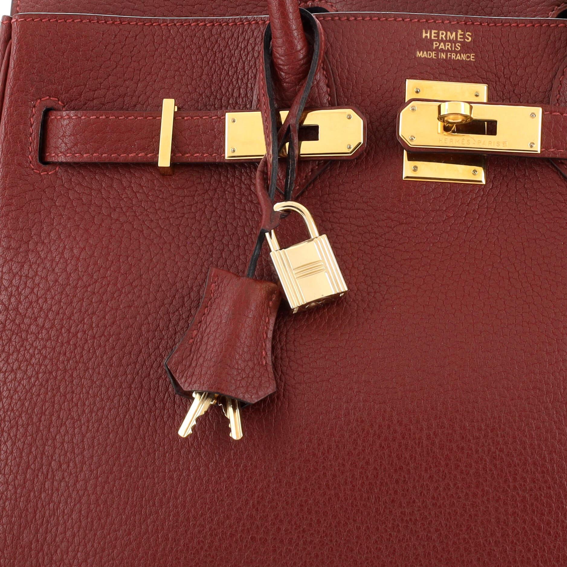 Hermes HAC Birkin Bag Rouge H Fjord with Gold Hardware 32 3