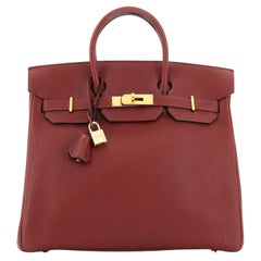 Hermes HAC Birkin Bag Rouge H Fjord with Gold Hardware 32