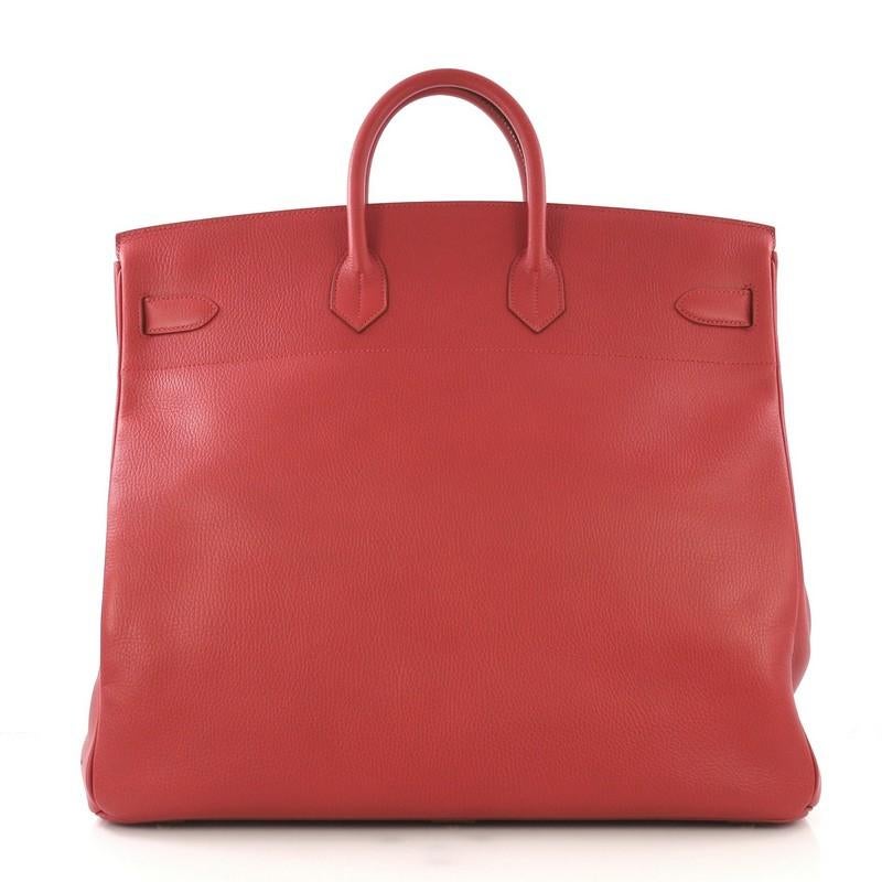 Hermes HAC Birkin Bag Rouge Vif Ardennes with Gold Hardware 50 In Good Condition In NY, NY