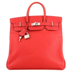 Hermes HAC Birkin Bag Rouge Vif Clemence with Palladium Hardware 40