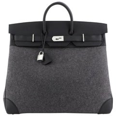 Hermes HAC Birkin Bag Todoo Wool and Black Togo with Palladium Hardware 50