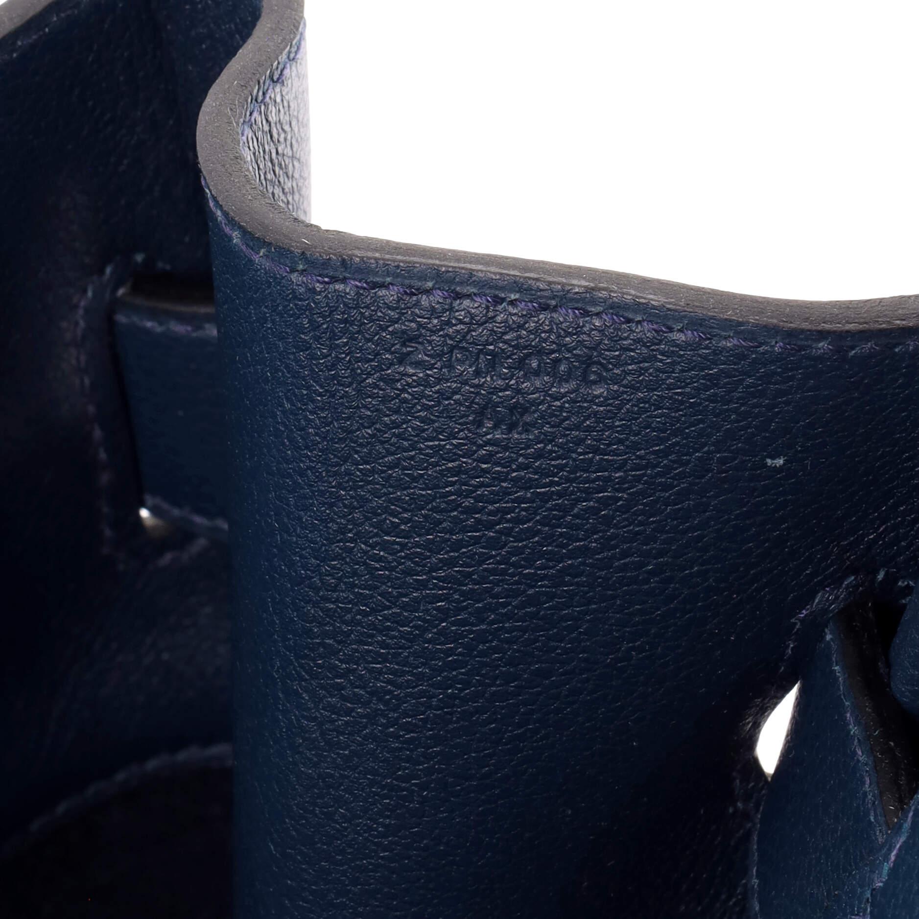 Hermes HAC Birkin Bag Todoo Wool and Bleu De Malte Eevercolor with Palladium 5