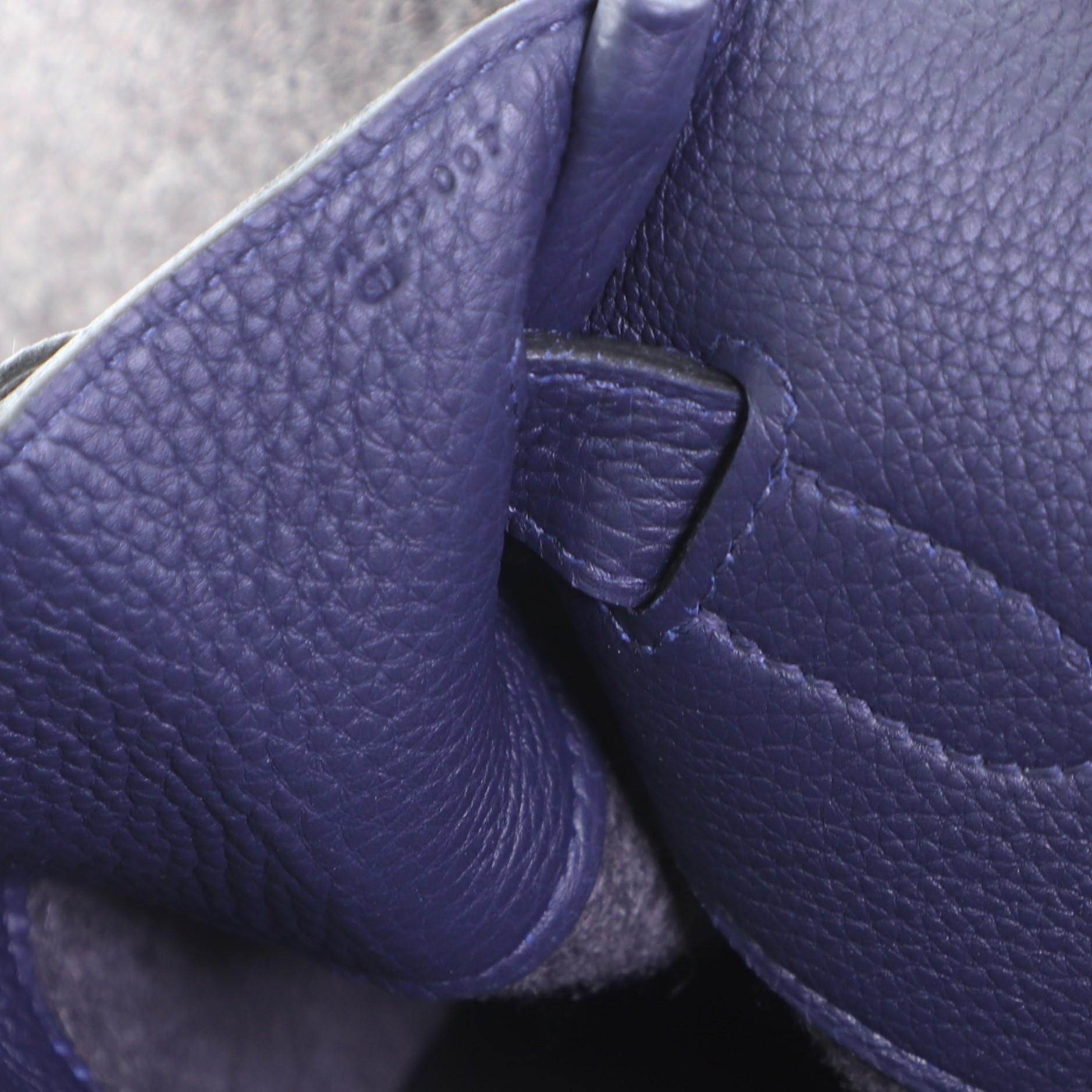 Hermes HAC Birkin Bag Todoo Wool and Blue Togo with Palladium Hardware 40 2