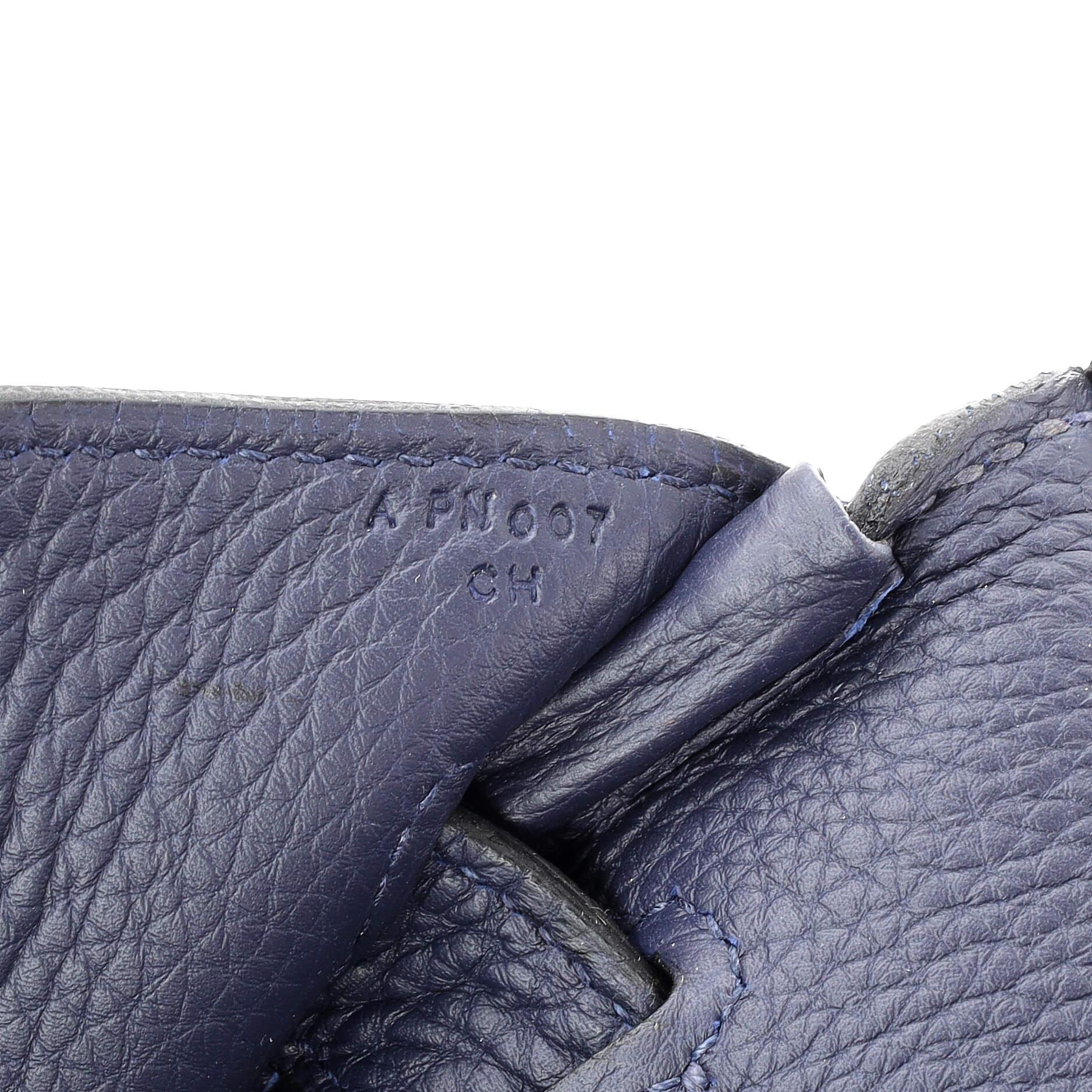 Hermes HAC Birkin Bag Todoo Wool and Blue Togo with Palladium Hardware 40 4
