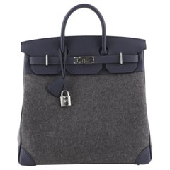 Hermes HAC Birkin Bag Todoo Wool and Blue Togo with Palladium Hardware 40