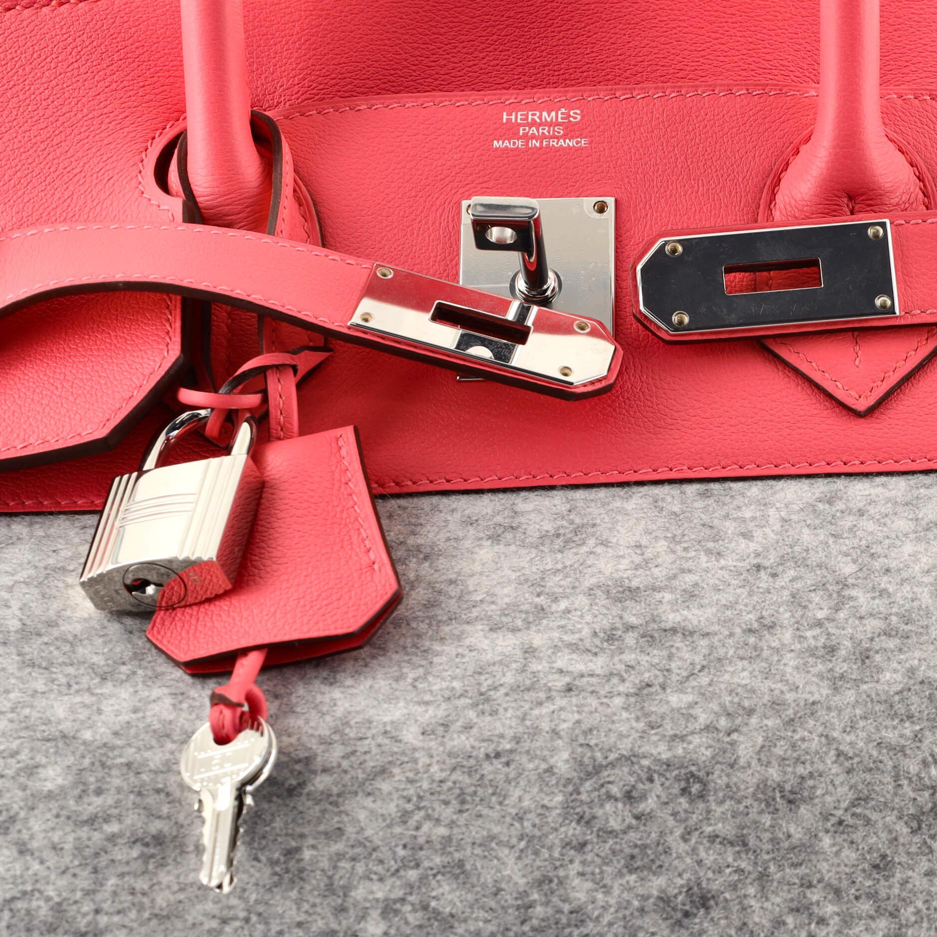 Hermes HAC Birkin Bag Todoo Wool and Pink Evercolor with Palladium Hardware 40 2