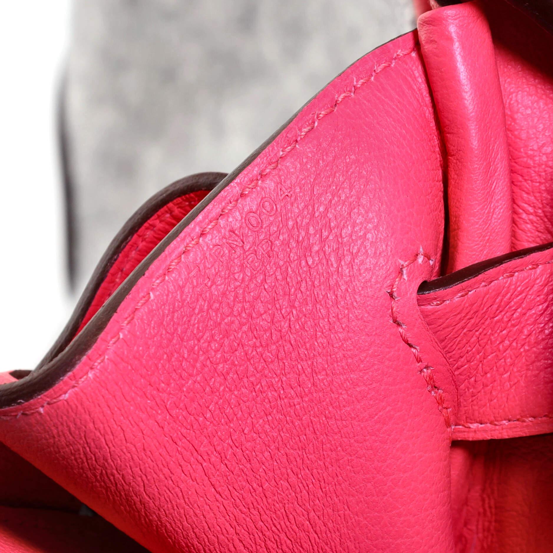 Hermes HAC Birkin Bag Todoo Wool and Pink Evercolor with Palladium Hardware 40 3