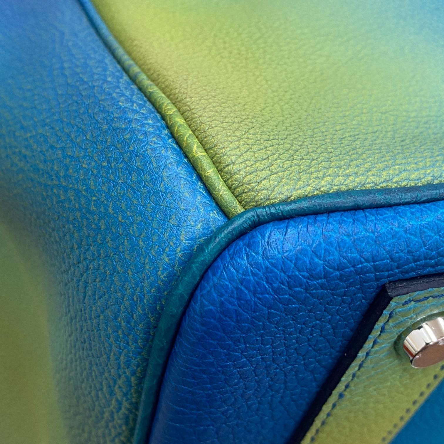 Blue Hermes Hac Cosmos 50cm Togo Leather Brushed Palladium Hardware