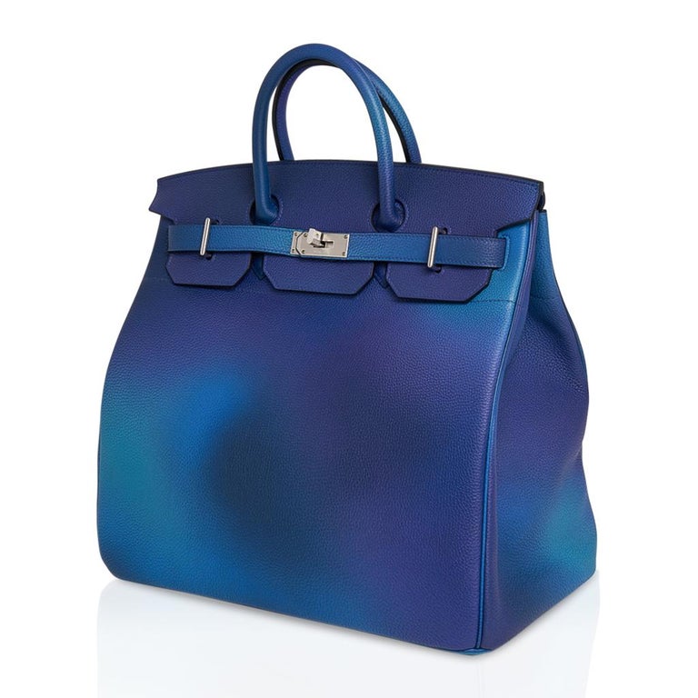 Hermès Limited Edition Bleu Nuit and Violet Clémence Cosmos Haut à  Courroies 50 BP For Sale at 1stDibs
