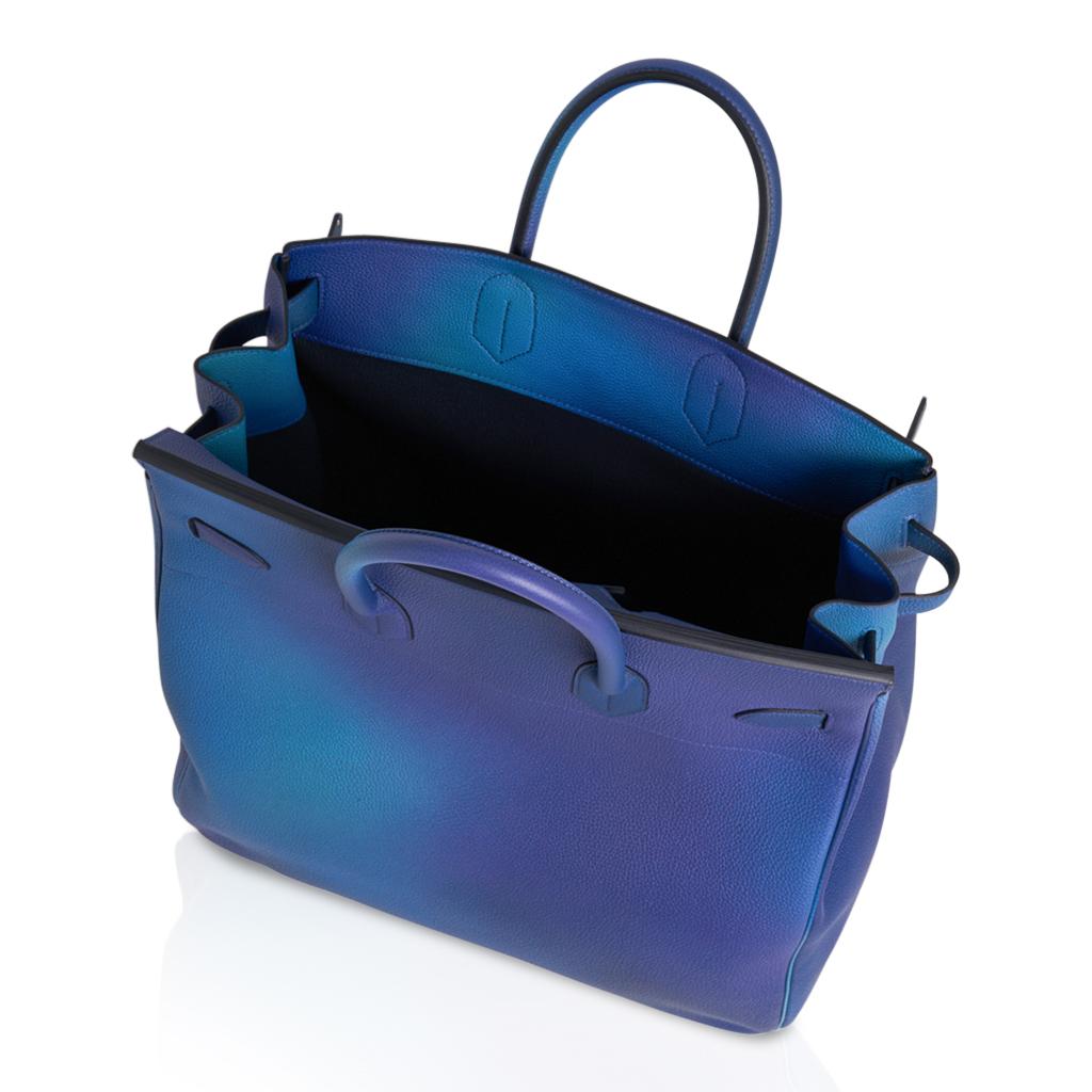 Hermes Hac Cosmos Birkin 40 Bag Blue Nuit / Violet Limited Edition 1