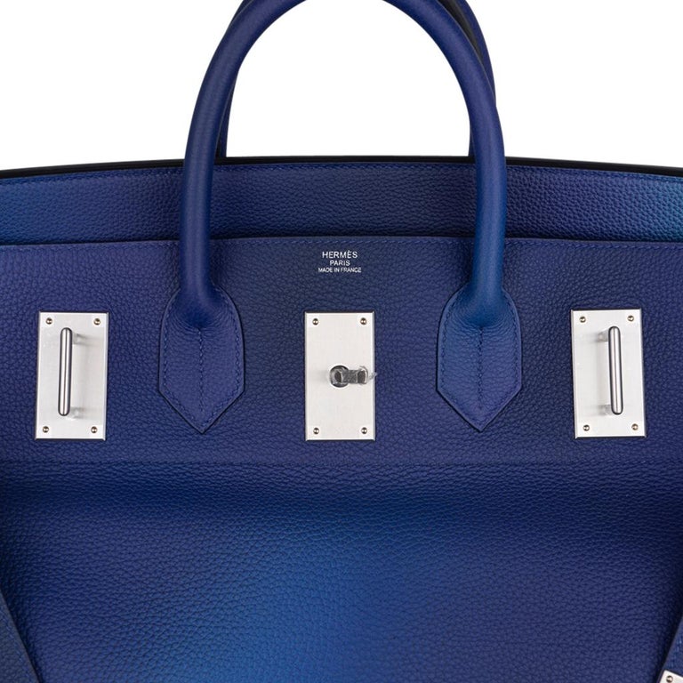 Hermes Birkin 50 Bag HAC Bi Colour Blue Nuit and Black Palladium Hardware  Rare