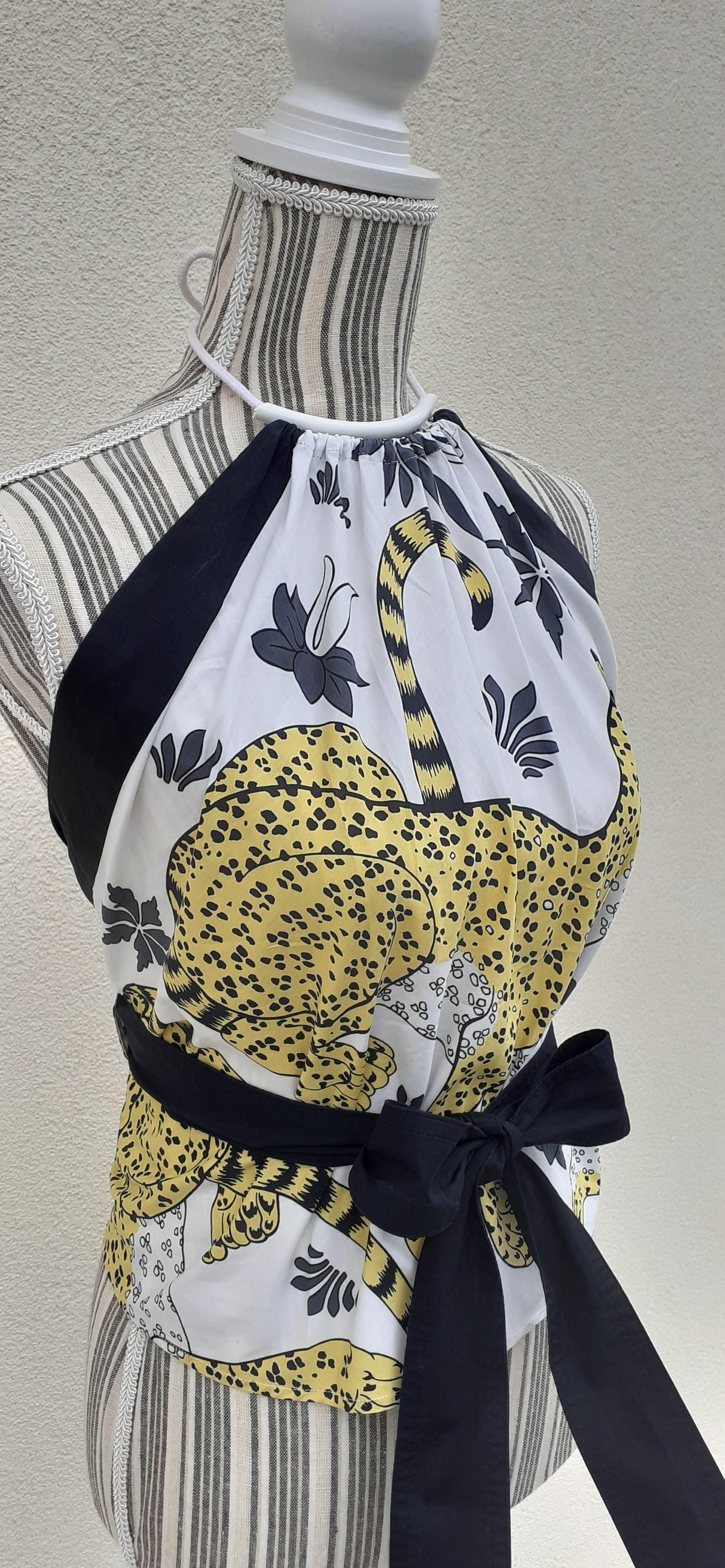 Nero Hermès - Top a fascia Les Léopards Taglia S/M in vendita
