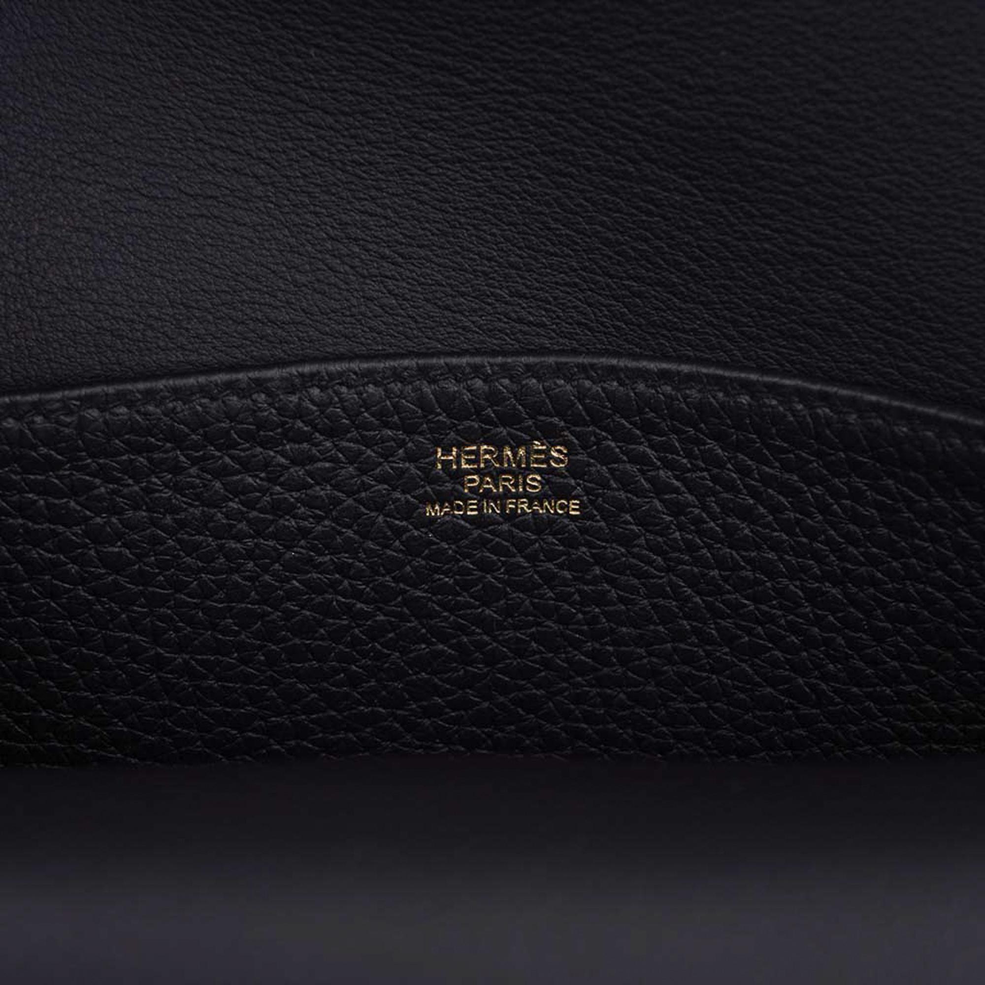 Hermes Halzan 25 Bag Black Gold Hardware Clemence Leather New w/Box 4