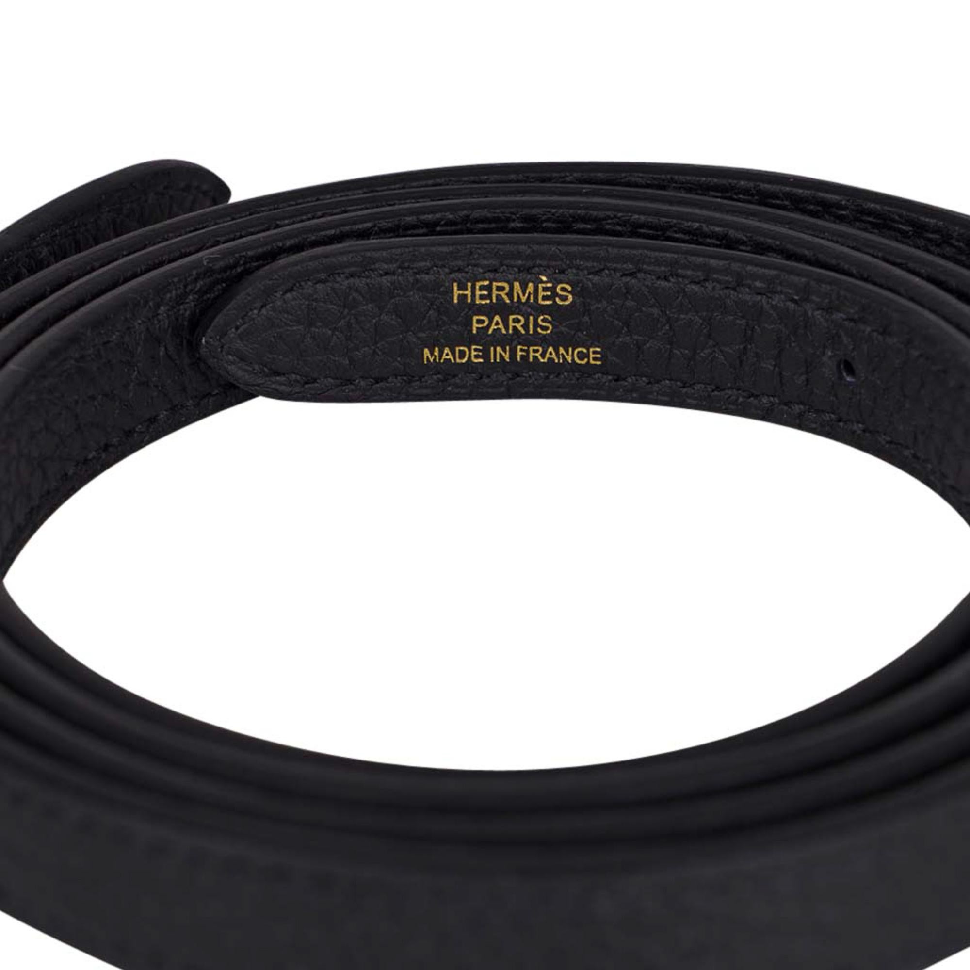 Hermes Halzan 25 Bag Black Gold Hardware Clemence Leather New w/Box 1