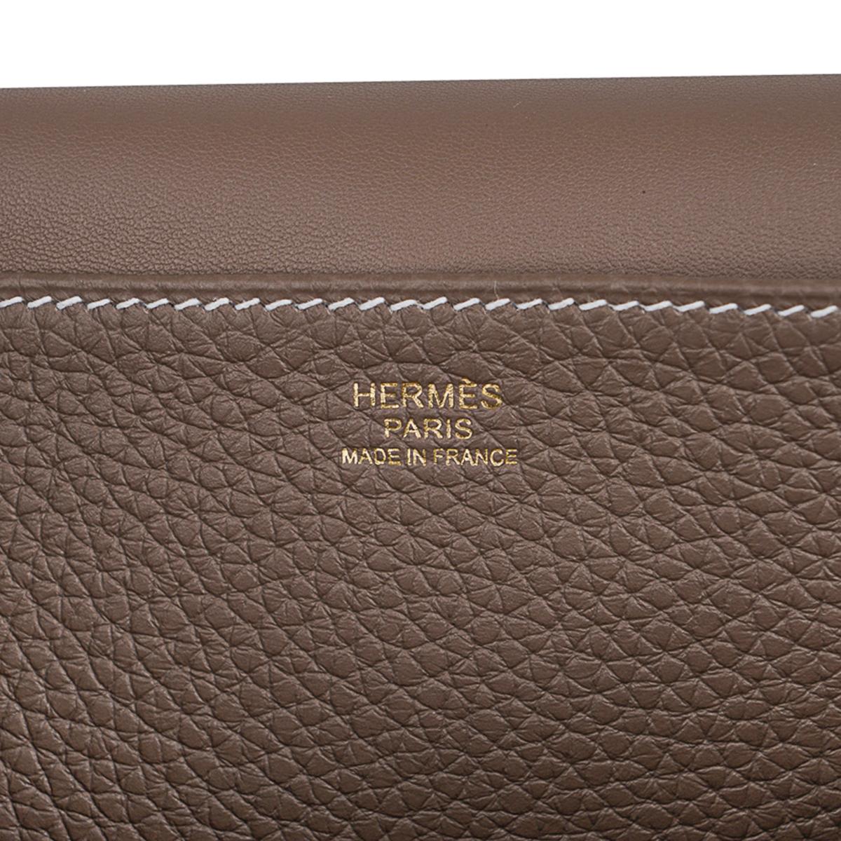 Hermes Halzan 25 Bag Etoupe Gold Hardware Clemence Leather  7