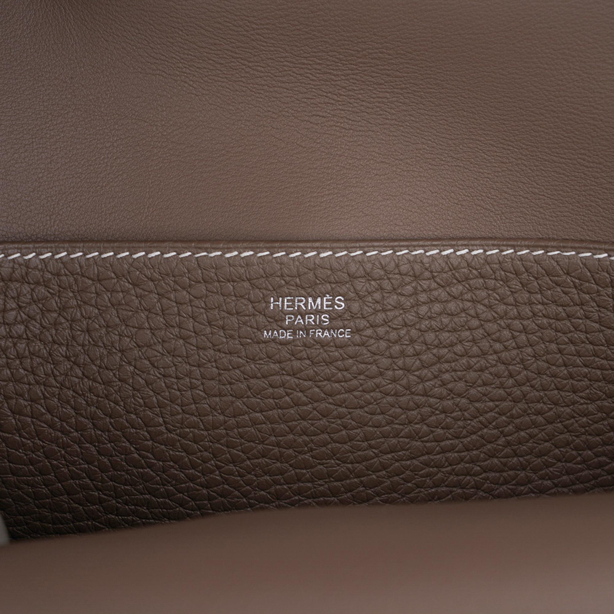 Hermes Halzan 25 Bag Etoupe Palladium Hardware Clemence Leather New w/Box 2