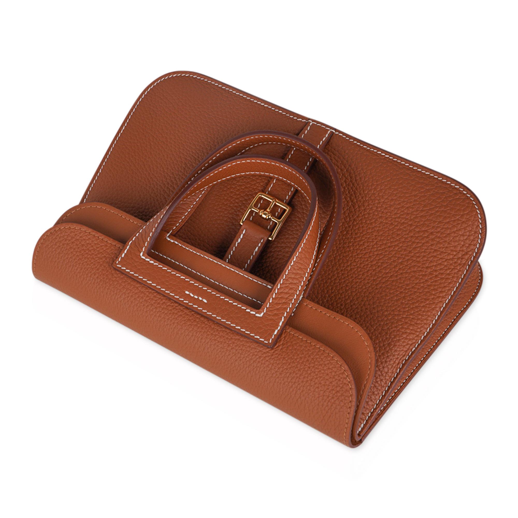 Brown Hermes Halzan 25 Bag Gold w / Gold Hardware Clemence Leather New w/Box