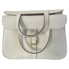 Hermes Halzan 25 Bag White w Gold Hardware