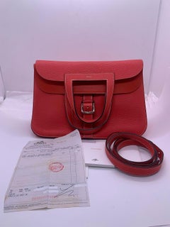 Hermes Halzan 31 Rose Jaipur Taurillon Clemence Leather Stamp C