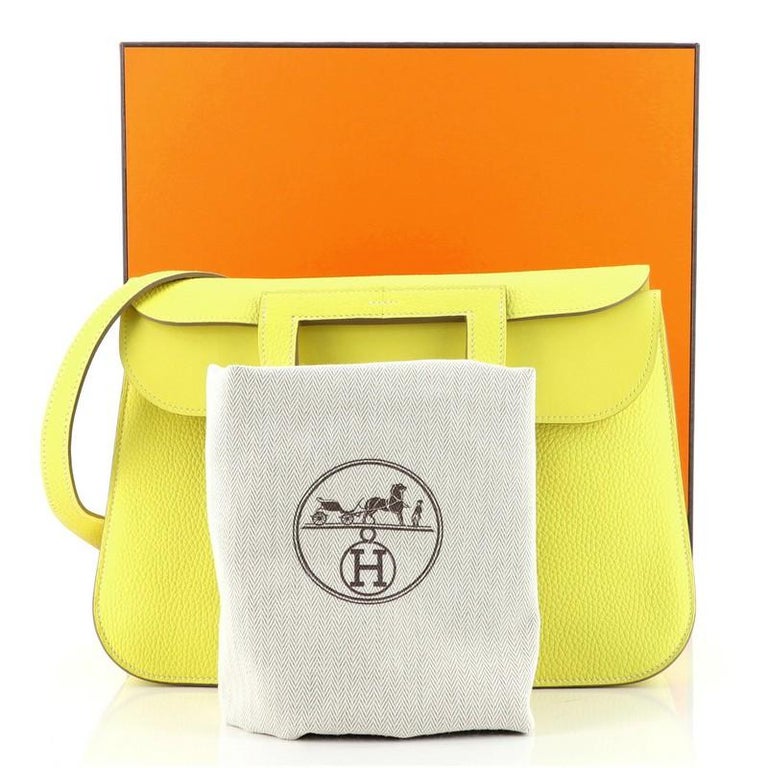 Hermes Bag Casserie 31 Taurillon Clemence Lime Yellow Imprint Tote Shoulder  Leat